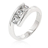 Three Round Cut Blue Luster Diamonds Set in an Offset Band